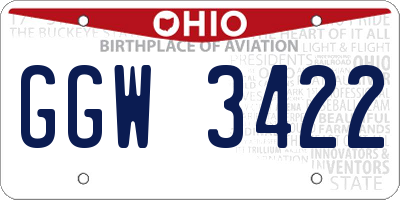 OH license plate GGW3422
