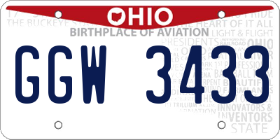 OH license plate GGW3433