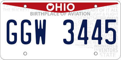 OH license plate GGW3445