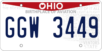 OH license plate GGW3449