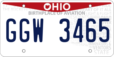 OH license plate GGW3465