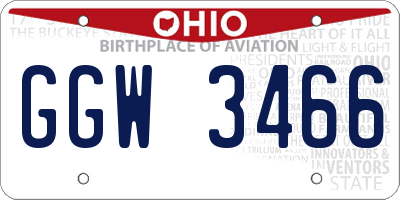 OH license plate GGW3466