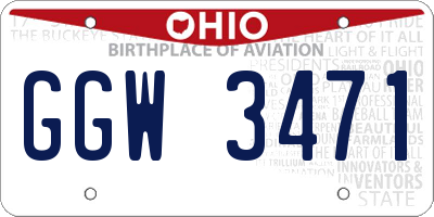 OH license plate GGW3471