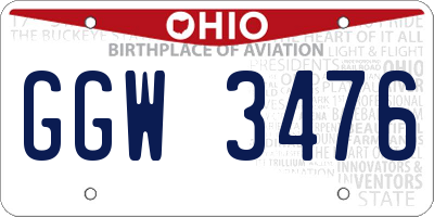OH license plate GGW3476