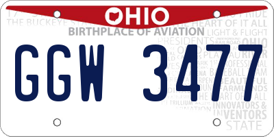 OH license plate GGW3477