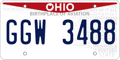 OH license plate GGW3488