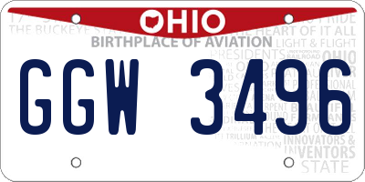 OH license plate GGW3496