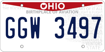 OH license plate GGW3497