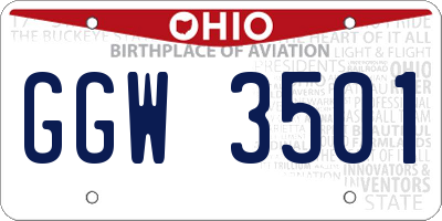 OH license plate GGW3501