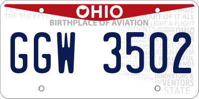 OH license plate GGW3502