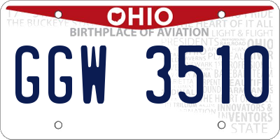 OH license plate GGW3510