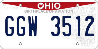 OH license plate GGW3512