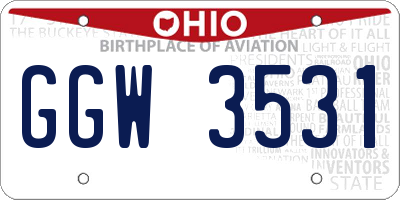 OH license plate GGW3531