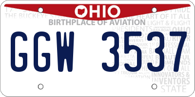 OH license plate GGW3537