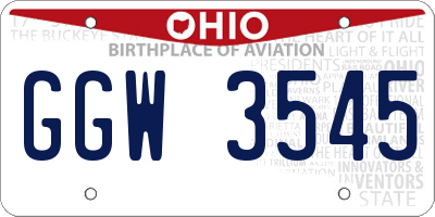 OH license plate GGW3545