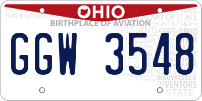 OH license plate GGW3548