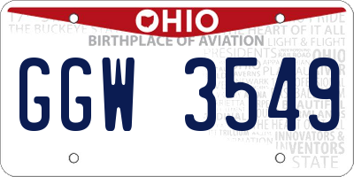 OH license plate GGW3549
