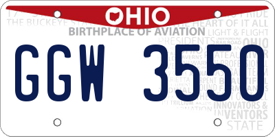 OH license plate GGW3550