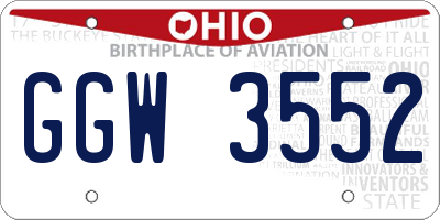 OH license plate GGW3552