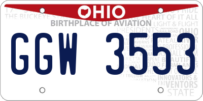 OH license plate GGW3553