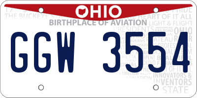 OH license plate GGW3554