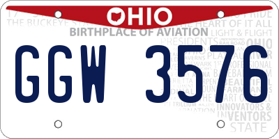 OH license plate GGW3576
