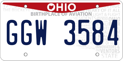 OH license plate GGW3584