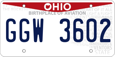 OH license plate GGW3602