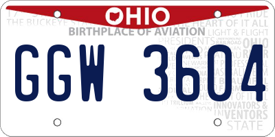 OH license plate GGW3604