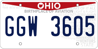 OH license plate GGW3605