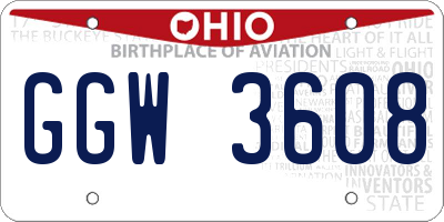 OH license plate GGW3608