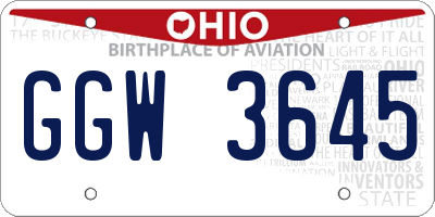 OH license plate GGW3645