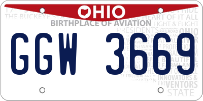 OH license plate GGW3669