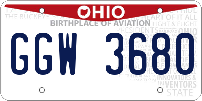 OH license plate GGW3680