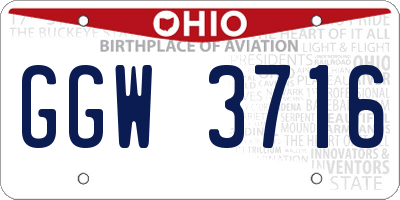 OH license plate GGW3716