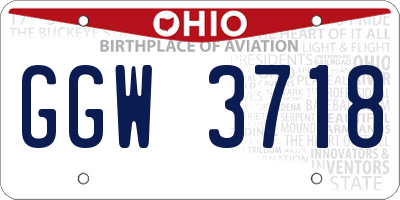 OH license plate GGW3718