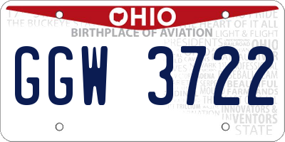 OH license plate GGW3722