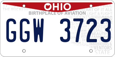 OH license plate GGW3723