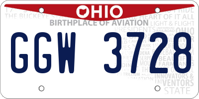 OH license plate GGW3728