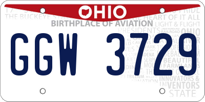 OH license plate GGW3729