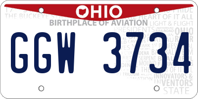OH license plate GGW3734