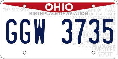 OH license plate GGW3735
