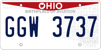 OH license plate GGW3737