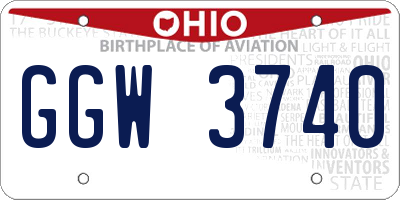 OH license plate GGW3740