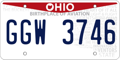 OH license plate GGW3746