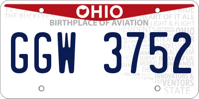 OH license plate GGW3752