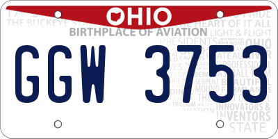 OH license plate GGW3753
