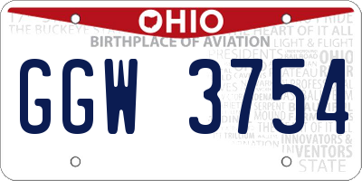 OH license plate GGW3754