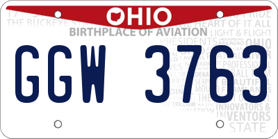 OH license plate GGW3763