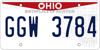OH license plate GGW3784